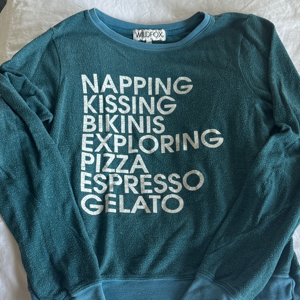 Wildfox Blue Graphic Pullover